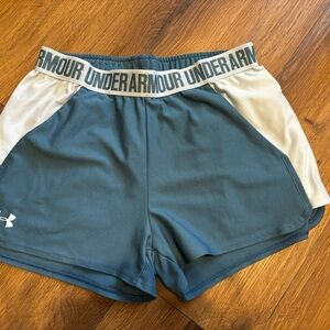 Under Armour Women's Blue and White Shorts with Pockets